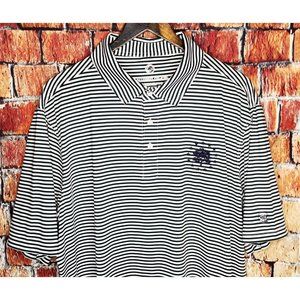 Southern Proper Men’s XXL Green White Striped Polo Shirt Poly Spandex Stretch